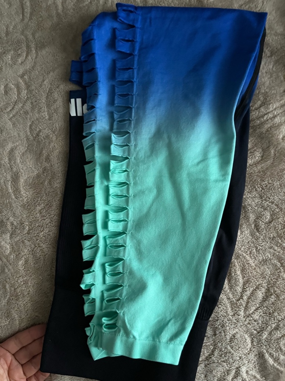 PINK Victoria's Secret Black to Teal Ombre Leggings with Ladder Side Detail - Picture 2 of 5